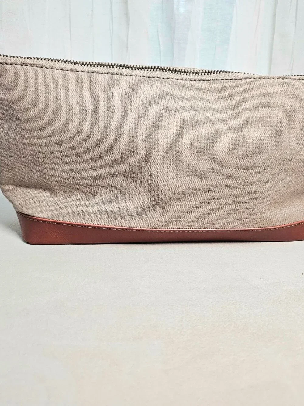 Mark & Graham Canvas Leather Zip Pouch NWOT Travel Organizer Cosmetic Bag